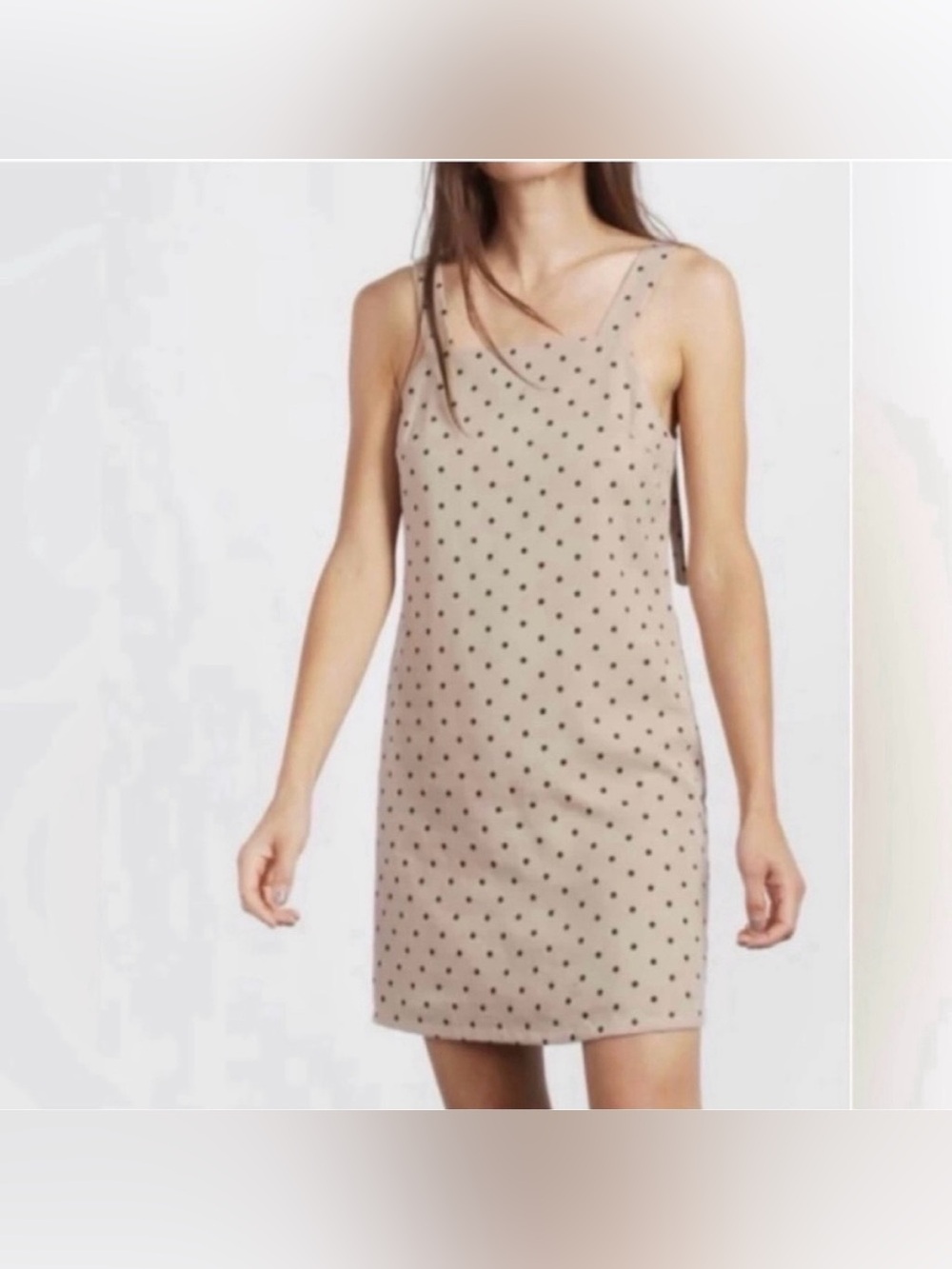 Mod Ref tan and black polka dot dress size small